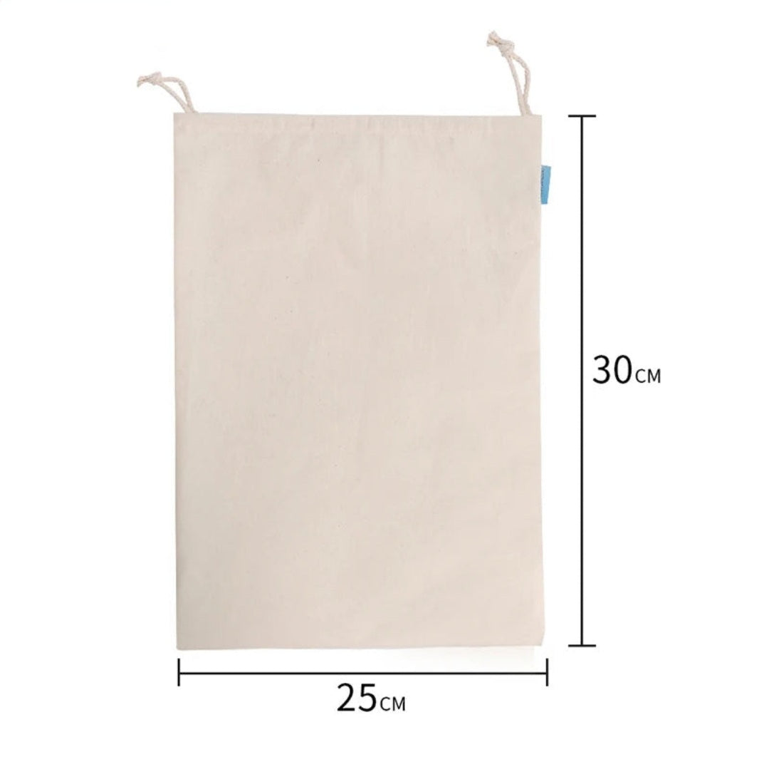Reusable Produce Bags - Washable Organic Cotton & Non-Woven Drawstring Grocery Storage Bags for Fruits, Vegetables, and Bread - Set of 1, 3, or 6 Bags in Small, Medium & Large