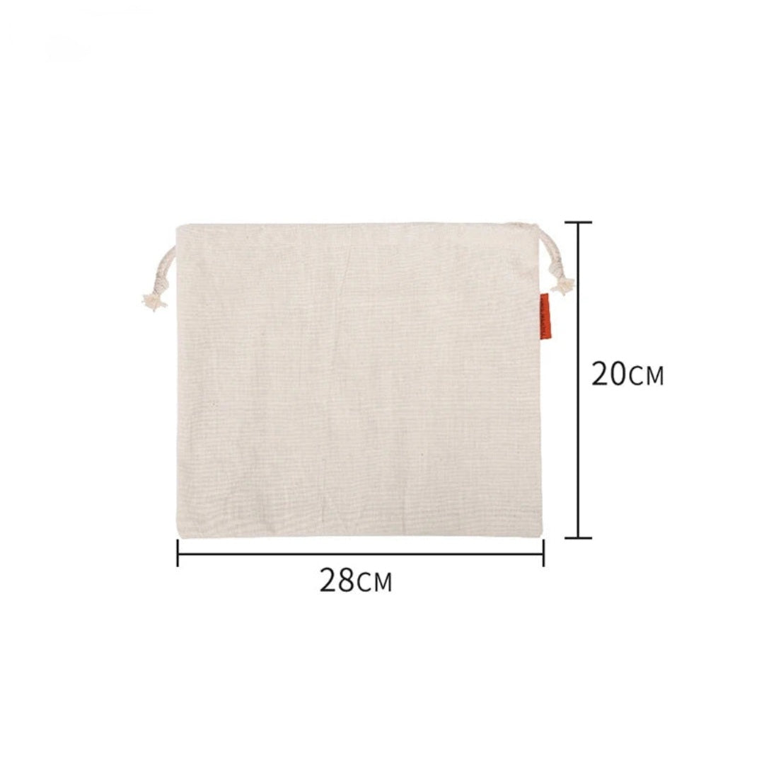 Reusable Produce Bags - Washable Organic Cotton & Non-Woven Drawstring Grocery Storage Bags for Fruits, Vegetables, and Bread - Set of 1, 3, or 6 Bags in Small, Medium & Large